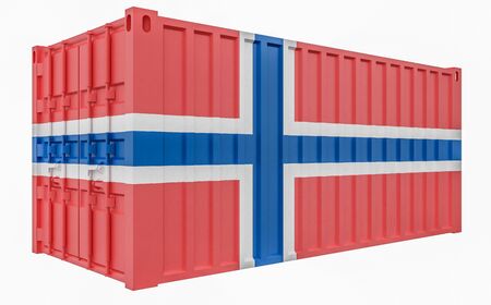 3D Illustration of Cargo Container with Norway Flagの写真素材