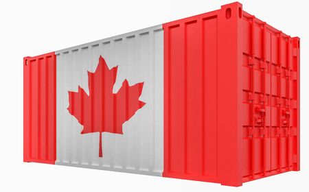 3D Illustration of Cargo Container with Canada Flagの写真素材