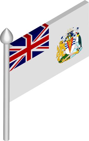 Vector Isometric Illustration of Flagpole with British Antarctic Territory Flagのイラスト素材