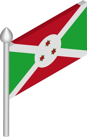 Vector Isometric Illustration of Flagpole with Burundi Flagのイラスト素材