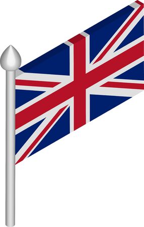 Vector Isometric Illustration of Flagpole with United Kingdom Flagのイラスト素材