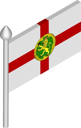 Vector Isometric Illustration of Flagpole with Alderney Flagのイラスト素材