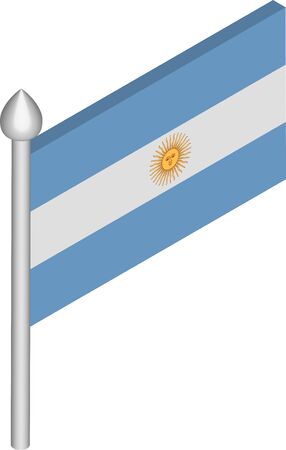 Vector Isometric Illustration of Flagpole with Argentina Flagのイラスト素材