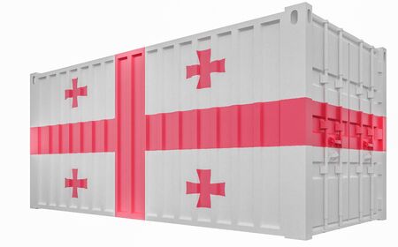 3D Illustration of Cargo Container with Georgia Flagの写真素材