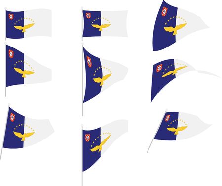 Vector Illustration of Set with Azores Flagのイラスト素材