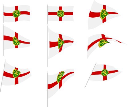 Vector Illustration of Set with Alderney Flagのイラスト素材