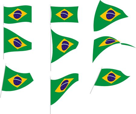 Vector Illustration of Set with Brazil Flagのイラスト素材