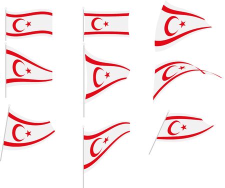Vector Illustration of Set with Northern Cyprus Flagのイラスト素材