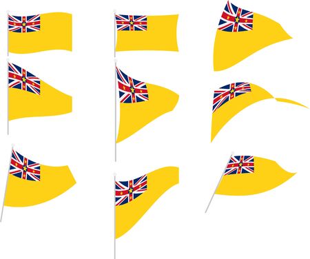 Vector Drawing of Set with Niue Flagのイラスト素材