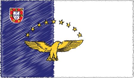 Vector Illustration of Sketch Style Azores Flagのイラスト素材