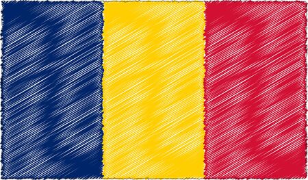 Vector Drawing of Sketch Style Chad Flagのイラスト素材