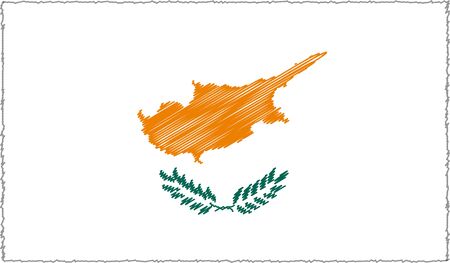 Vector Illustration of Sketch Style Cyprus Flagのイラスト素材