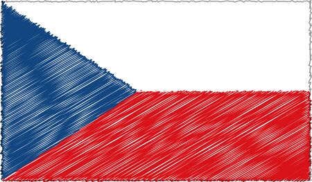 Vector Drawing of Sketch Style Czech Republic Flagのイラスト素材