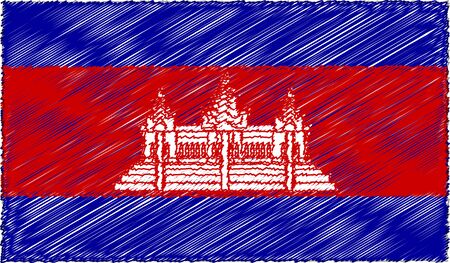 Vector Drawing of Sketch Style Cambodia Flagのイラスト素材