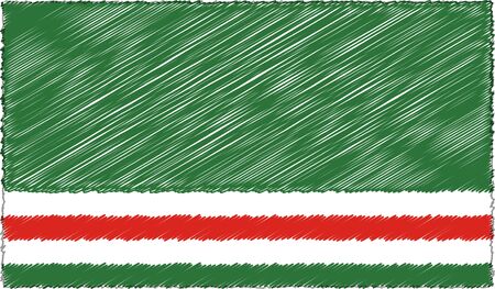 Vector Illustration of Sketch Style Chechen Republic of Ichkeria Flagのイラスト素材