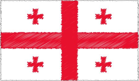 Vector Illustration of Sketch Style Georgia Flagのイラスト素材