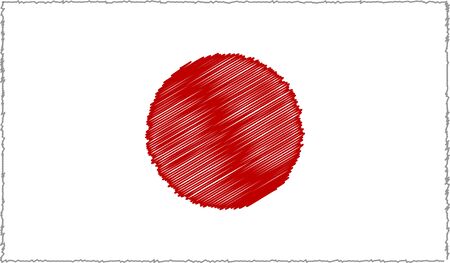 Vector Illustration of Sketch Style Japan Flagのイラスト素材
