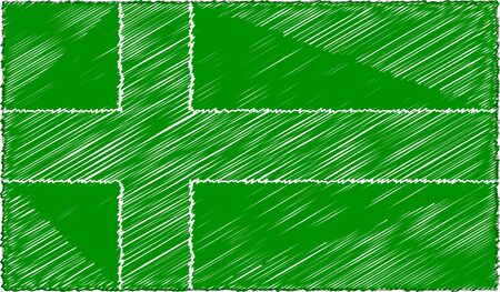 Vector Drawing of Sketch Style Ladonia Flagのイラスト素材