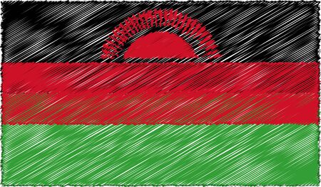 Vector Illustration of Sketch Style Malawi Flagのイラスト素材
