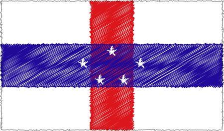 Vector Drawing of Sketch Style Netherlands Antilles Flagのイラスト素材