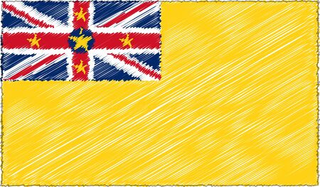Vector Illustration of Sketch Style Niue Flagのイラスト素材