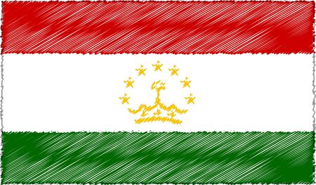 Vector Drawing of Sketch Style Tajikistan Flagのイラスト素材
