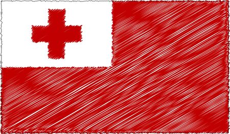 Vector Drawing of Sketch Style Tonga Flagのイラスト素材