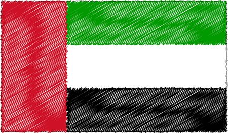 Vector Drawing of Sketch Style United Arab Emirates Flagのイラスト素材