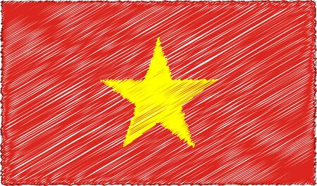 Vector Drawing of Sketch Style Vietnam Flagのイラスト素材