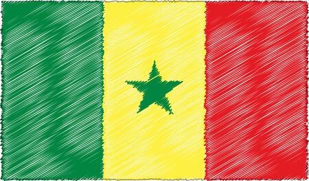 Vector Drawing of Sketch Style Senegal Flagのイラスト素材
