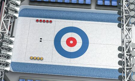 3D Illustration of Ice arena for playing curling