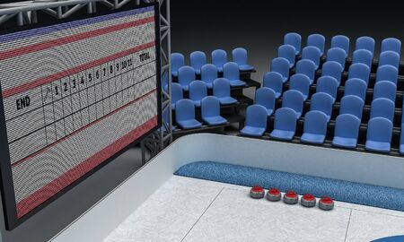 3D Illustration of Ice arena for playing curlingの写真素材