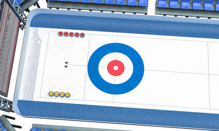3D Illustration of Ice arena for playing curlingの写真素材