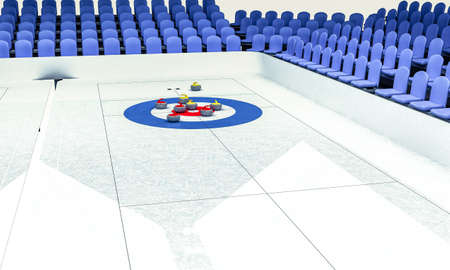 3D Illustration of Ice arena for playing curling