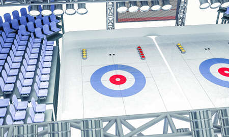3D Illustration of Ice arena for playing curlingの写真素材