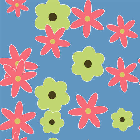 Cartoon Flowers  Seamless  Pattern