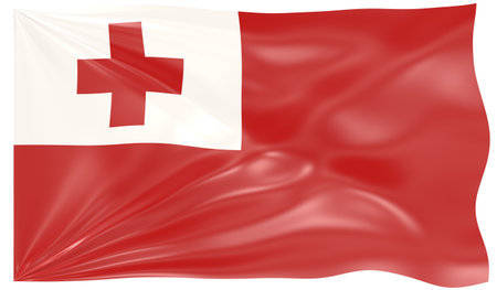 3d Illustration of a Waving Flag of Tongaの写真素材