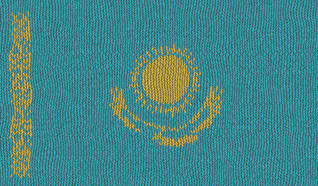 Detailed Illustration of a Knitted Flag of Kazakhstanの写真素材