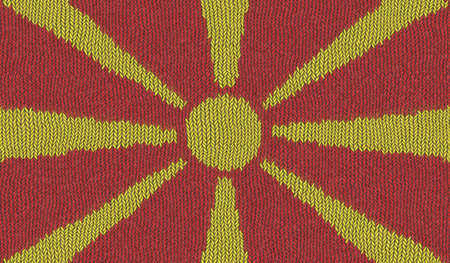 Detailed Illustration of a Knitted Flag of Macedoniaの写真素材