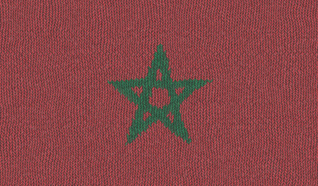 Detailed Illustration of a Knitted Flag of Moroccoの写真素材