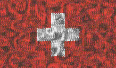 Detailed Illustration of a Knitted Flag of Switzerlandの写真素材