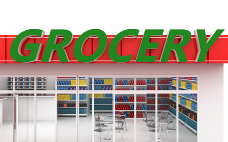3D illustration of a supermarketの写真素材