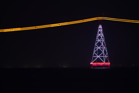 nha trang funicular at nightの写真素材