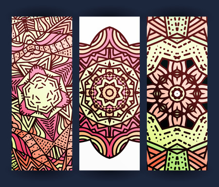 leaflet with red mandala . Realistic brochure burgundy mandalaのイラスト素材