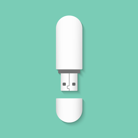 Flash Drive vector. Stick isolated on a green background. USB flash drive.のイラスト素材