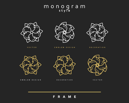 Set of elegant monogram design. Monogram design element . Monogram for use in the design . Monogram decor . Emblem design.のイラスト素材