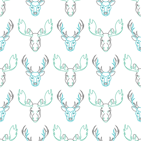 Pattern background with the deer . Seamless patterns with elk . The head of a deer pattern . Pattern design seamless.のイラスト素材