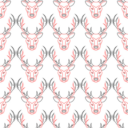 Pattern background with the deer . Seamless patterns with elk . The head of a deer pattern . Pattern design seamless.のイラスト素材