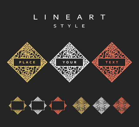Set of design elements.  Labels and frames for packaging for luxury products. The frame for the design.のイラスト素材