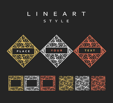 Set of design elements.  Labels and frames for packaging for luxury products. The frame for the design.のイラスト素材